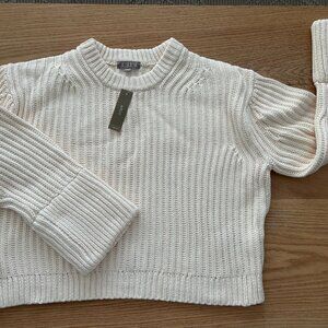 J. Crew Heritage Cotton Fisherman Crewneck Ecru Sweater Size Large NWT